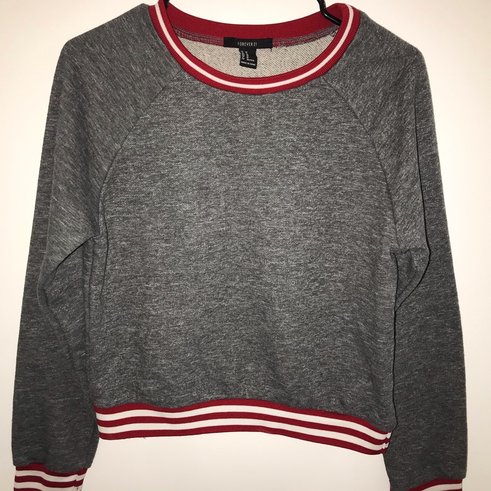Forever 21 Grey Cropped Crewneck